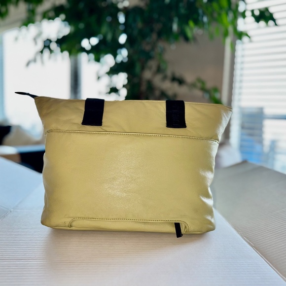 Tracker Quilted Tote Bag, Airline Personal Item, RFID inside pocket, Chartreuse - Picture 2 of 11